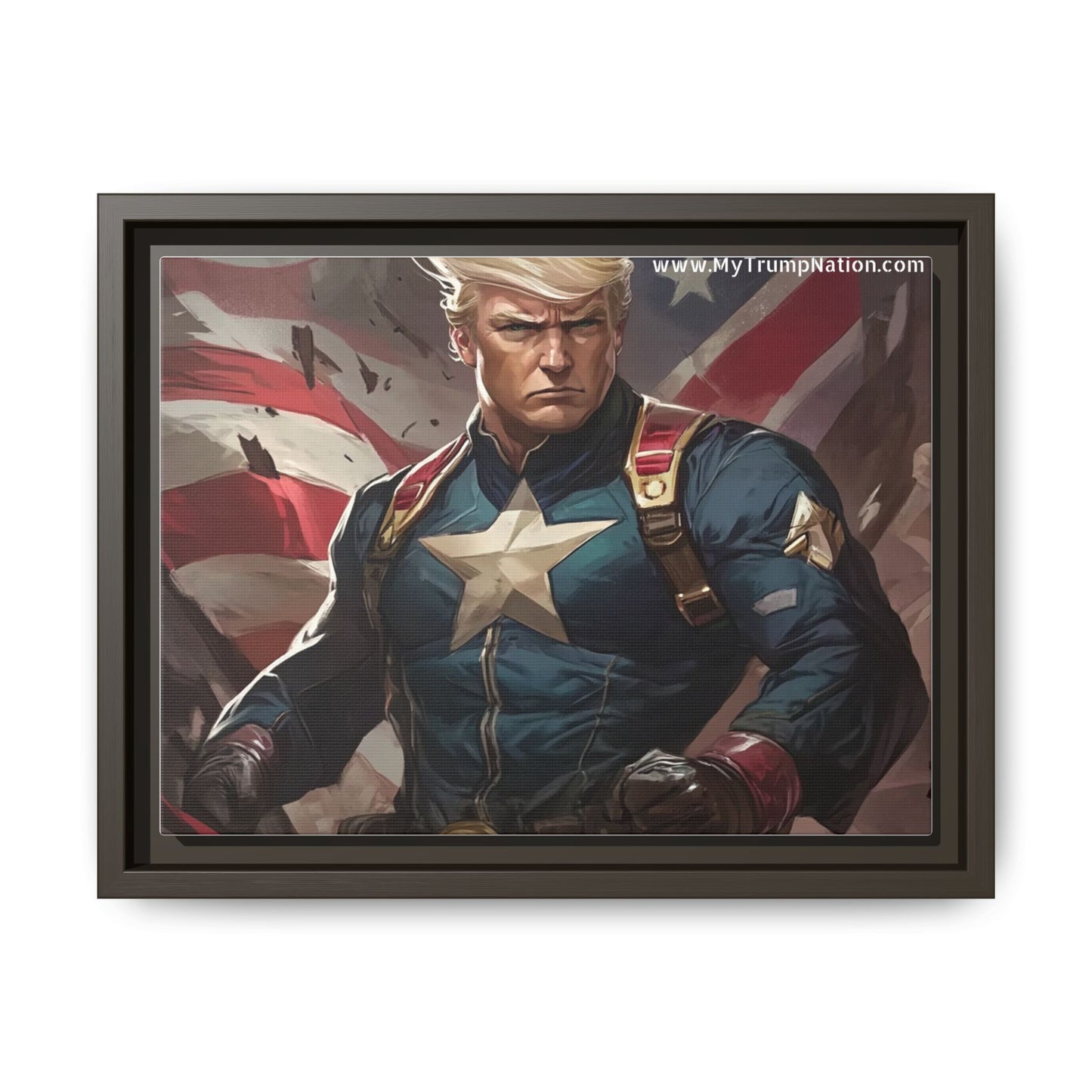 Donald Trump Patriotic Superhero Framed Canvas