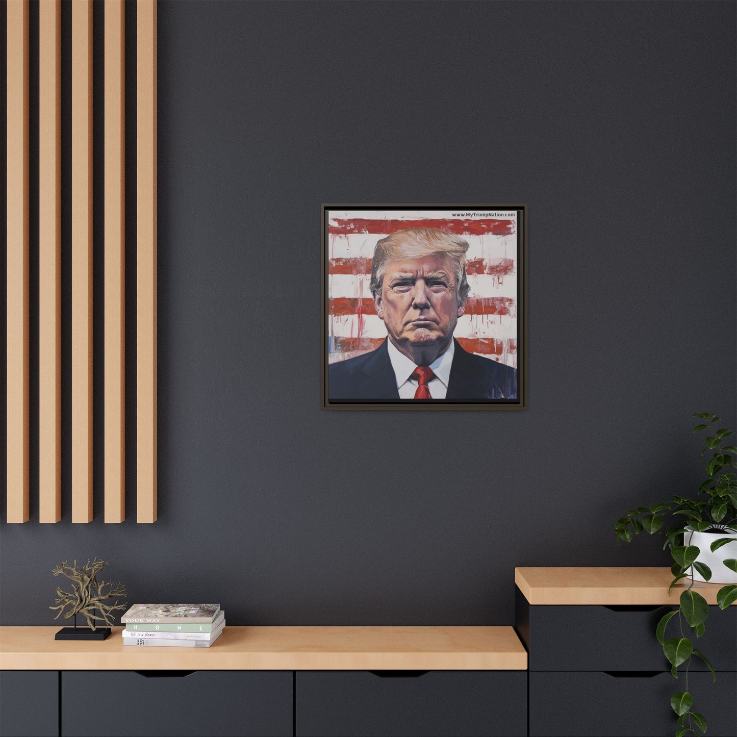 Patriotic Framed Canvas Art - Donald Trump Portrait