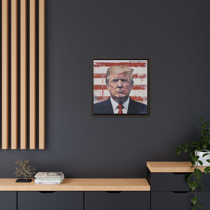 Patriotic Framed Canvas Art - Donald Trump Portrait