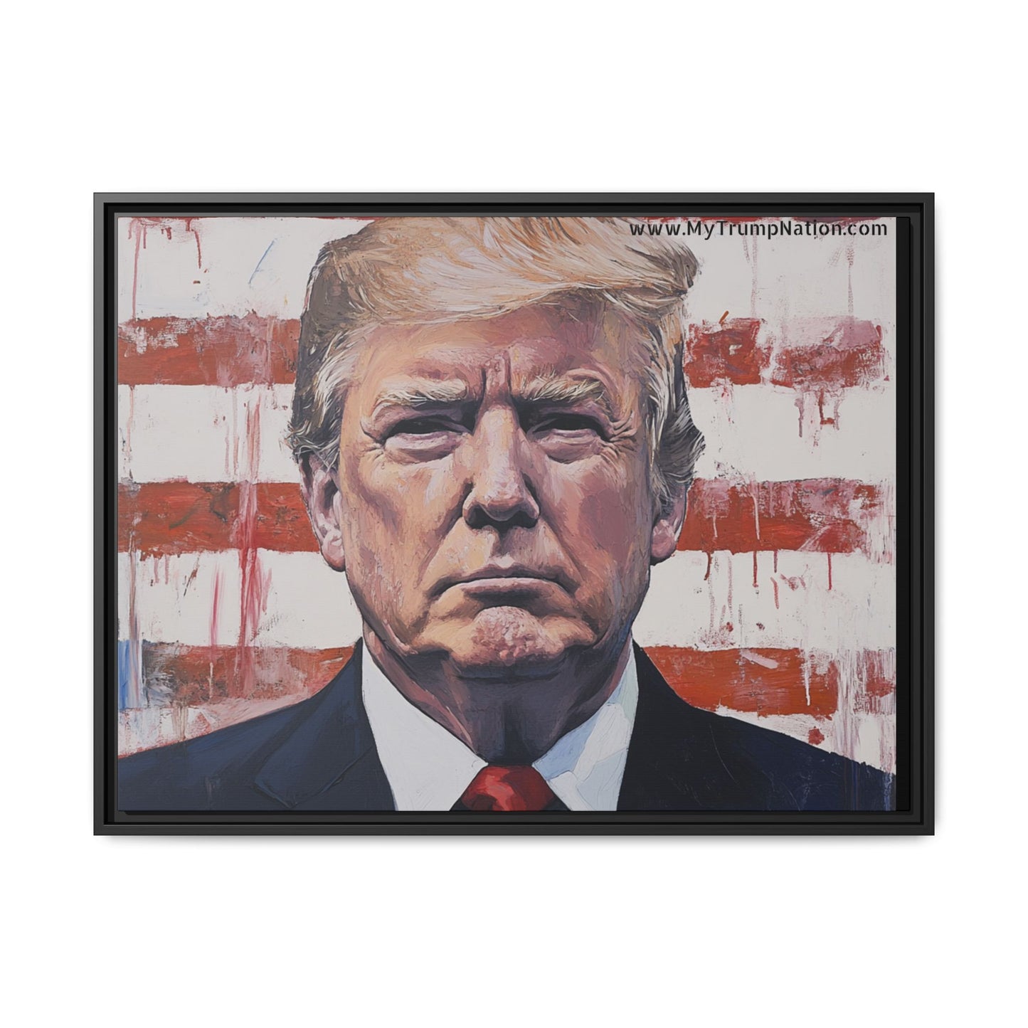 Patriotic Framed Canvas Art - Donald Trump Portrait