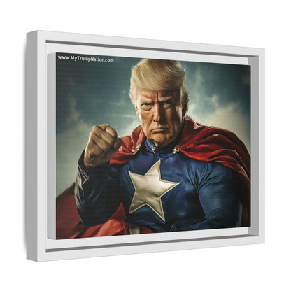 Donald Trump Patriotic Superhero Framed Canvas