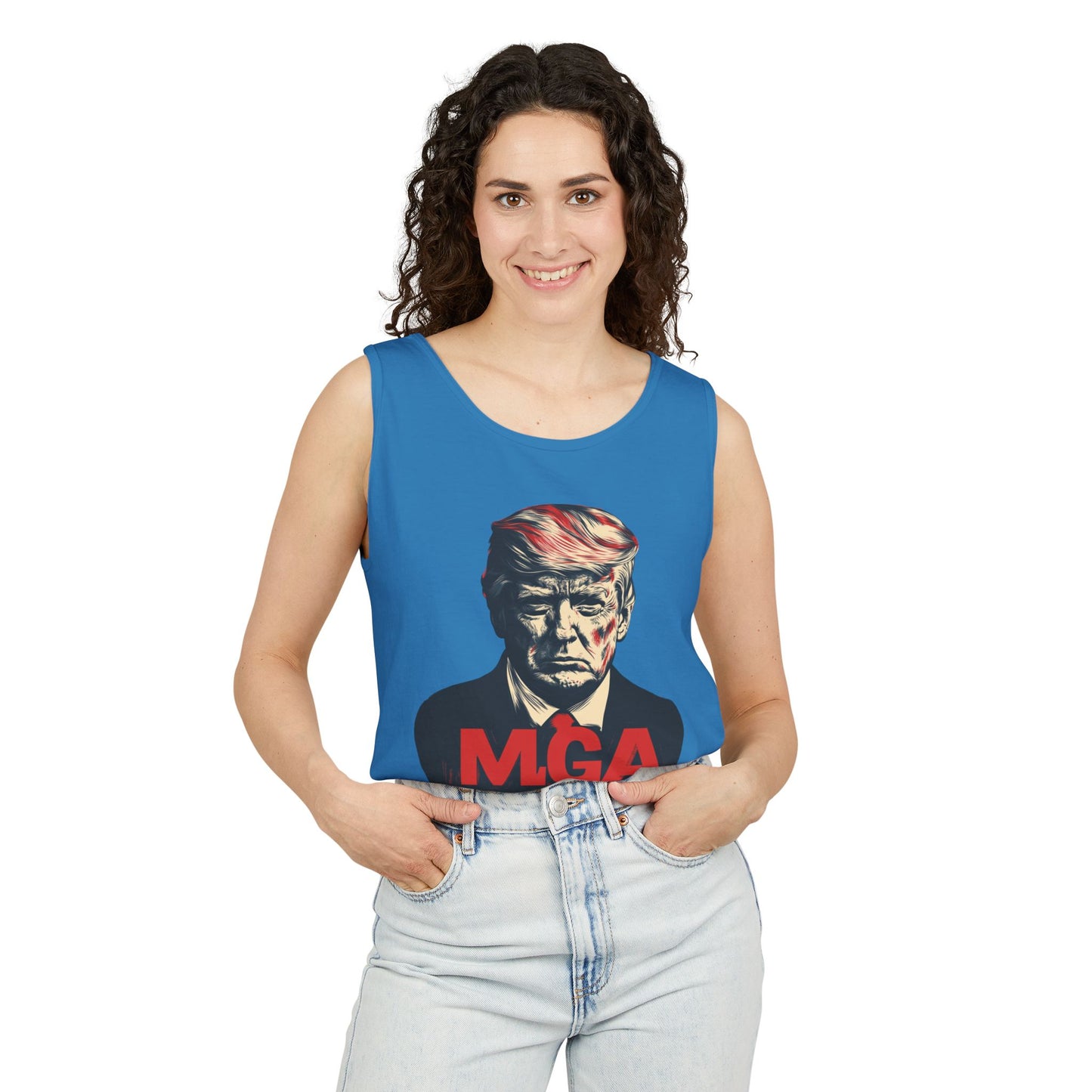 Unisex Garment-Dyed Tank Top - MAGA Graphic Tee for Political Enthusiasts