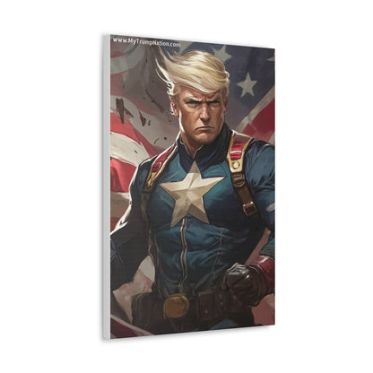 Donald Trump Patriotic Superhero Canvas Art