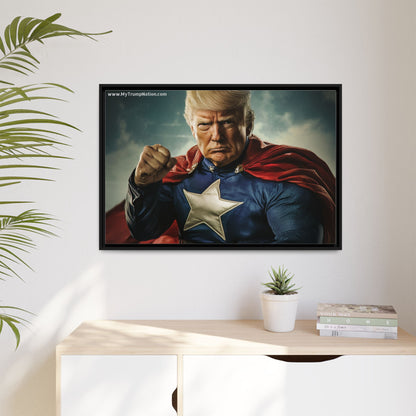 Donald Trump Patriotic Superhero Framed Canvas
