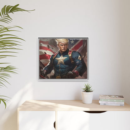 Donald Trump Patriotic Superhero Framed Canvas