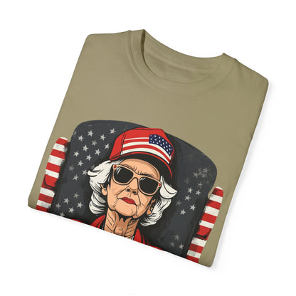 Patriotic Grandma T-Shirt - Unisex Garment-Dyed Tee for Independence Day