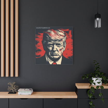 Political Wall Art: Stretched Matte Canvas Featuring Bold Trump Portrait