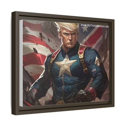Donald Trump Patriotic Superhero Framed Canvas