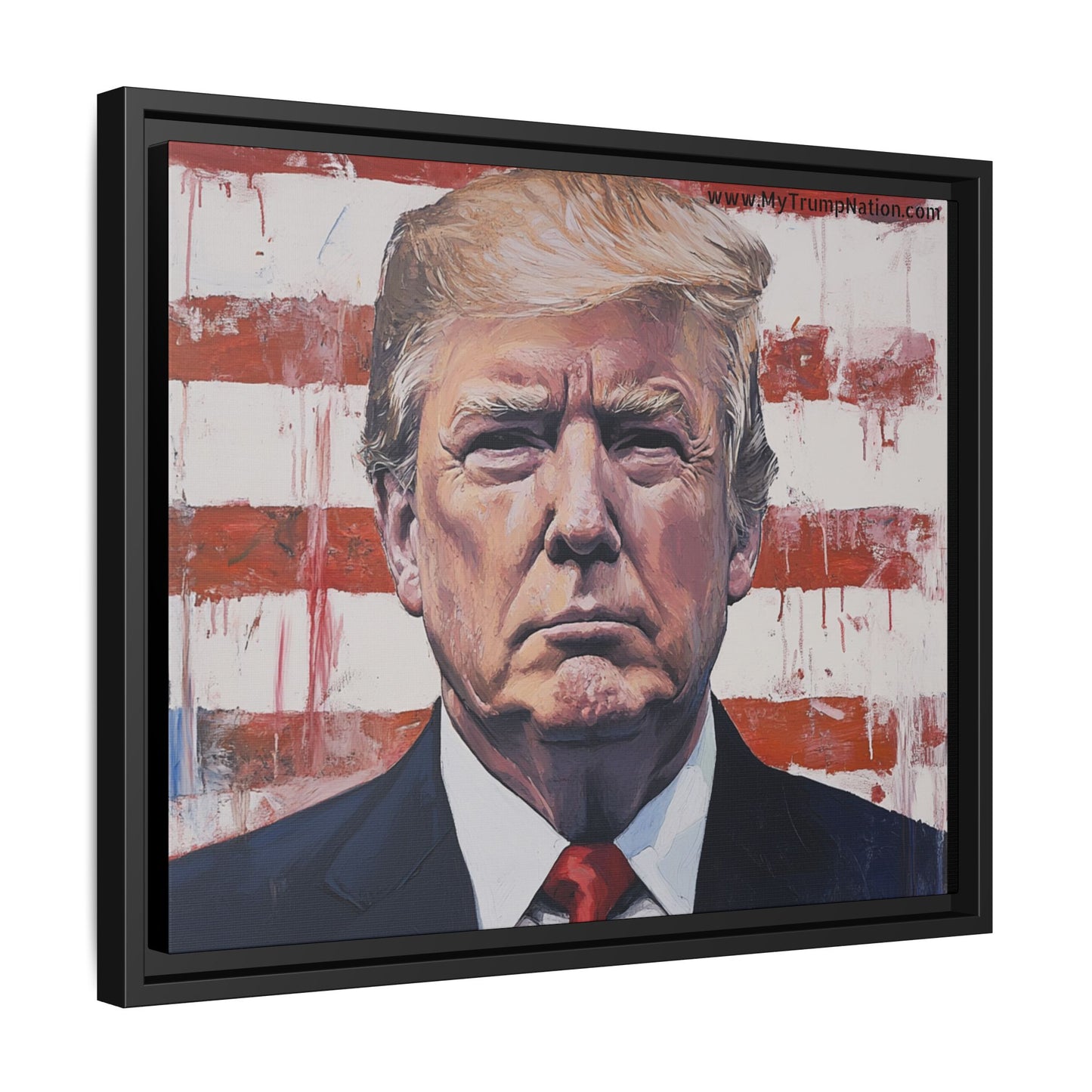 Patriotic Framed Canvas Art - Donald Trump Portrait