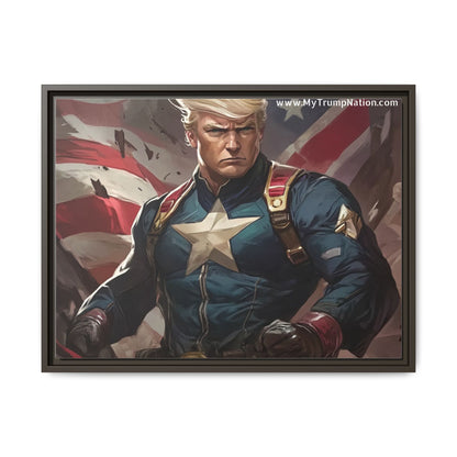 Donald Trump Patriotic Superhero Framed Canvas