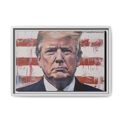 Patriotic Framed Canvas Art - Donald Trump Portrait