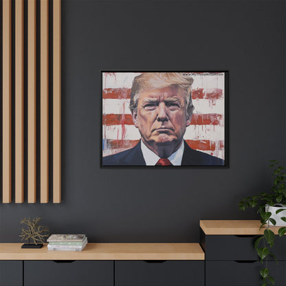 Patriotic Framed Canvas Art - Donald Trump Portrait