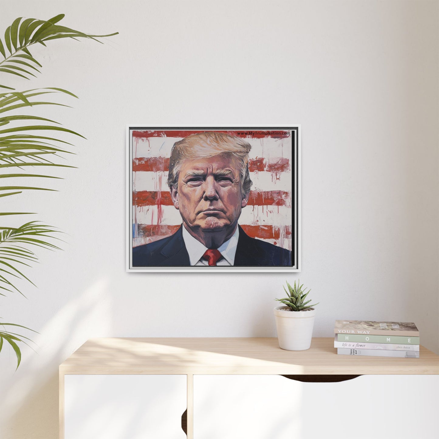 Patriotic Framed Canvas Art - Donald Trump Portrait