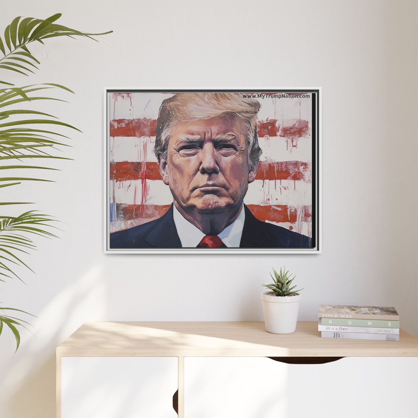 Patriotic Framed Canvas Art - Donald Trump Portrait