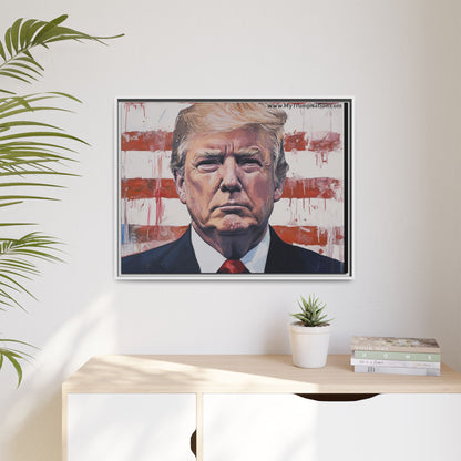 Patriotic Framed Canvas Art - Donald Trump Portrait