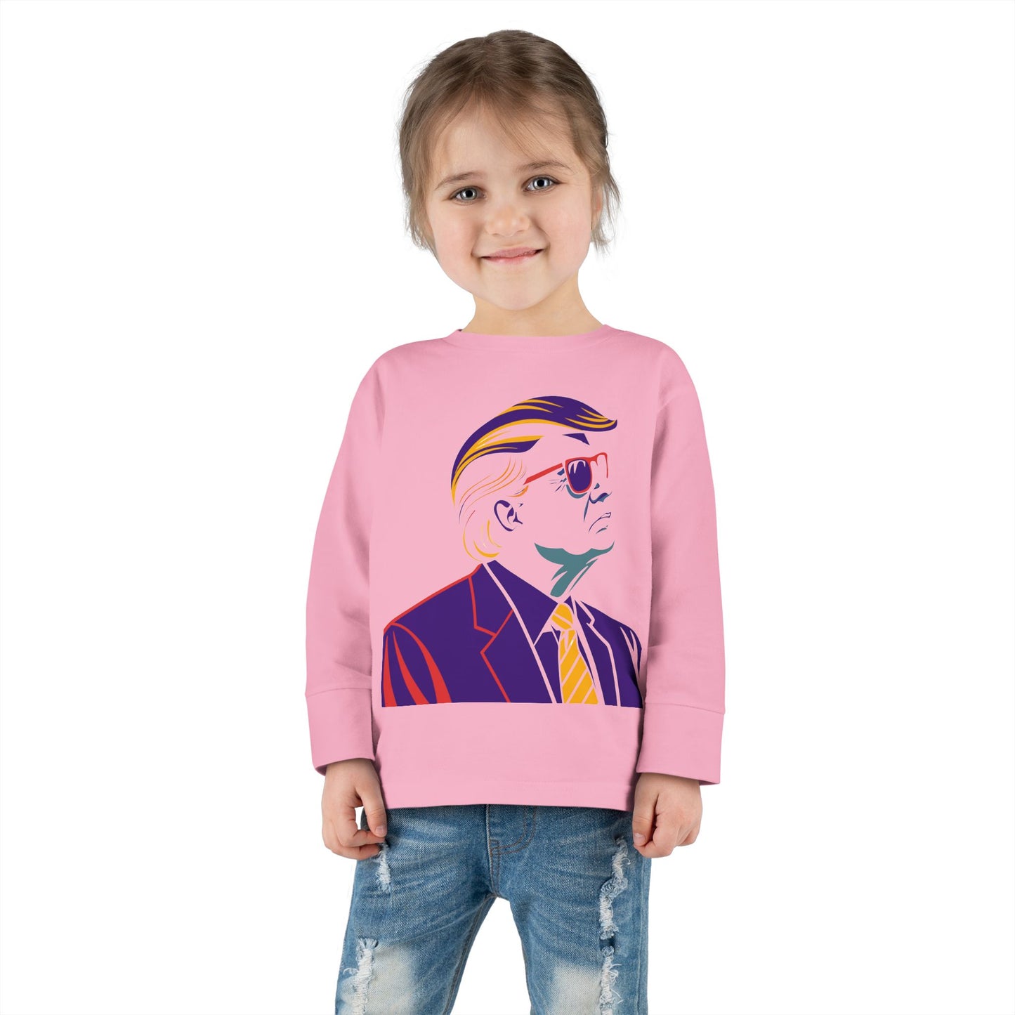 Toddler Long Sleeve Tee - Cool Political Kids Shirt with Sunglasses Design