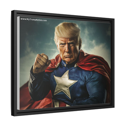 Donald Trump Patriotic Superhero Framed Canvas