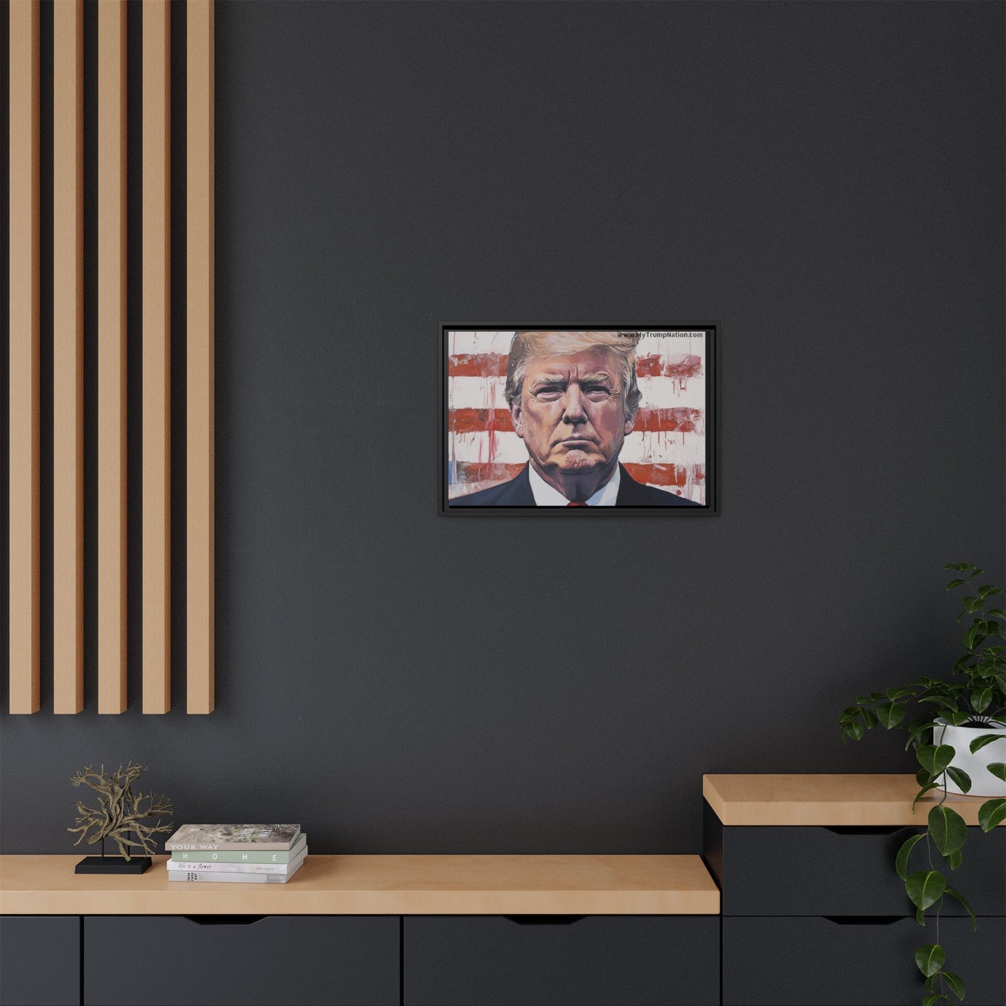 Patriotic Framed Canvas Art - Donald Trump Portrait