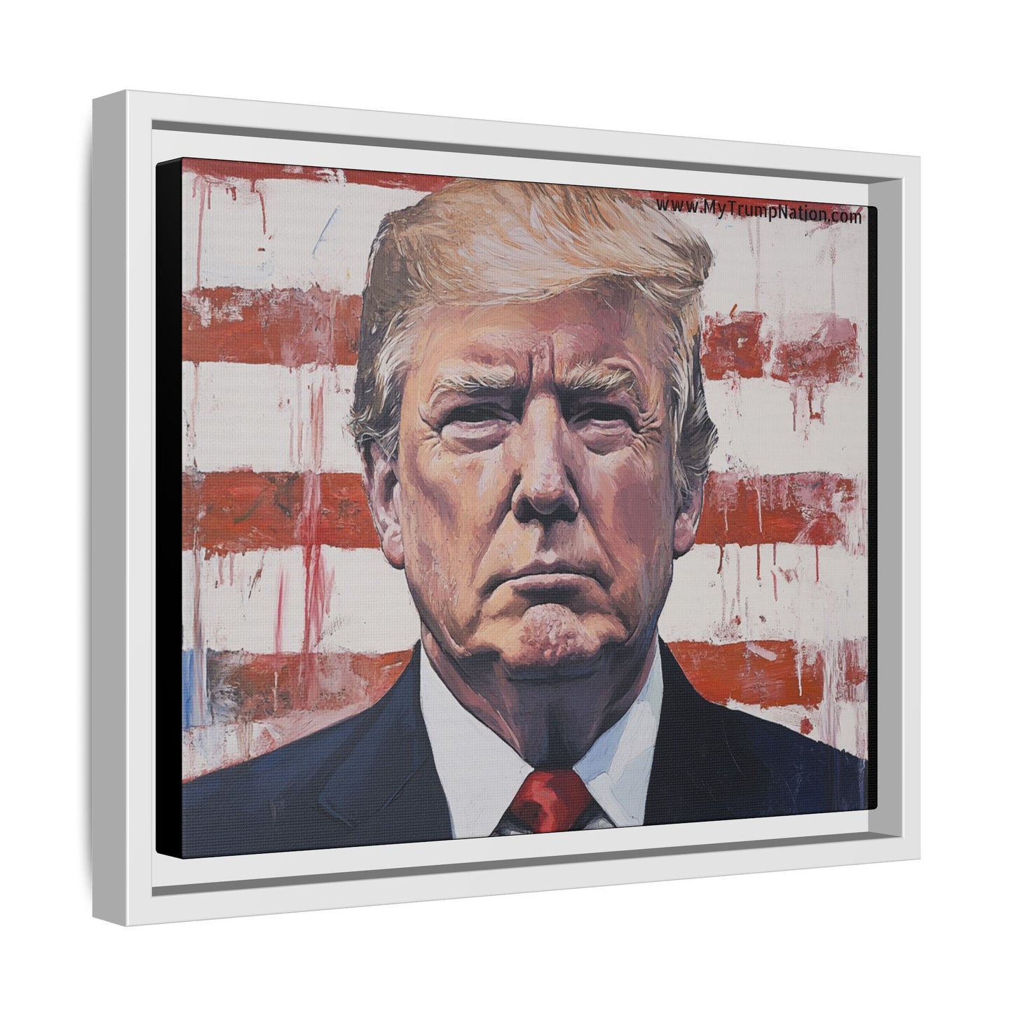 Patriotic Framed Canvas Art - Donald Trump Portrait