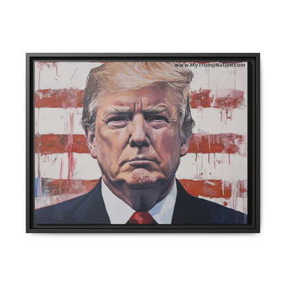 Patriotic Framed Canvas Art - Donald Trump Portrait