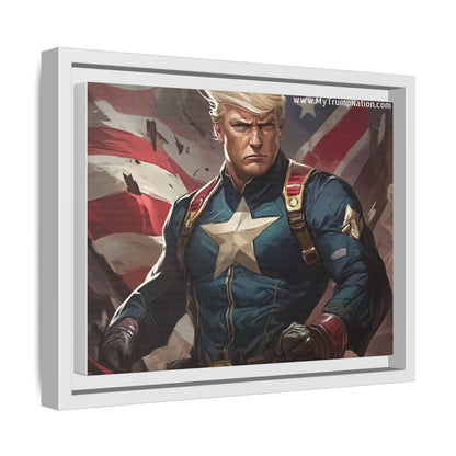 Donald Trump Patriotic Superhero Framed Canvas