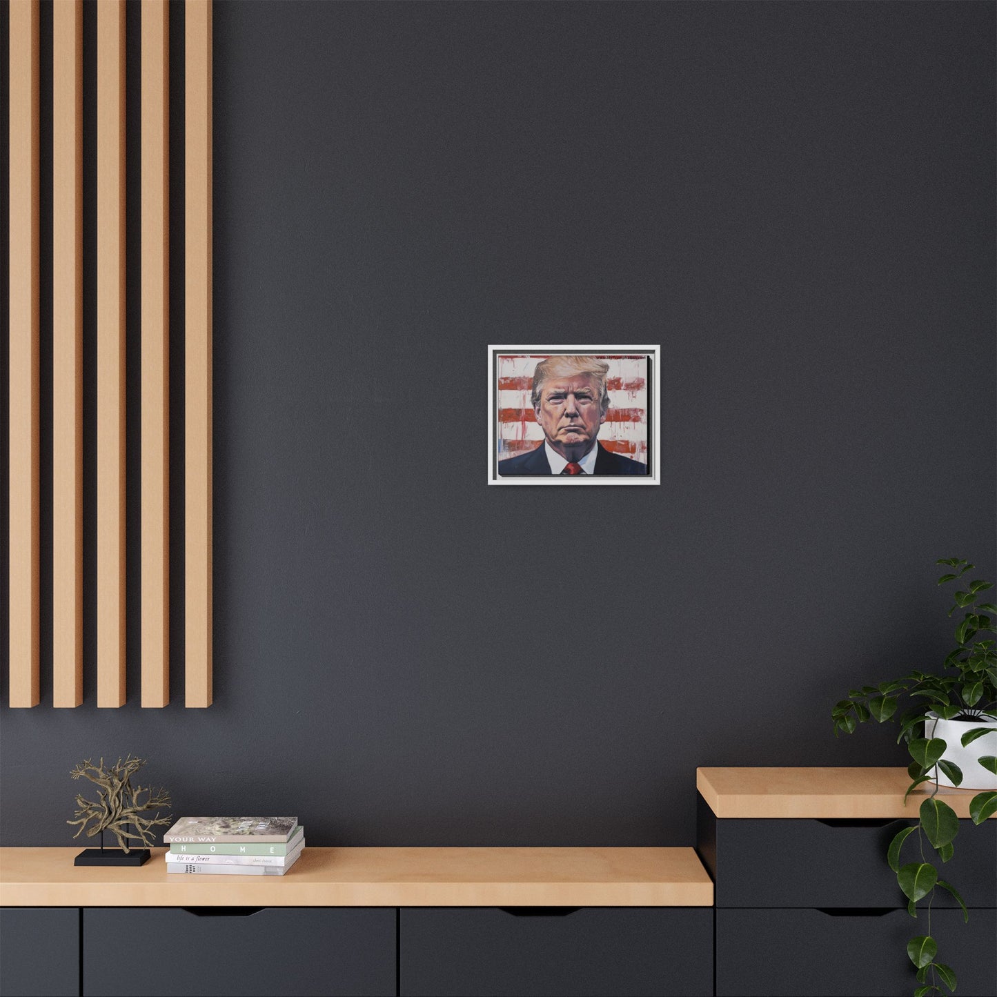 Patriotic Framed Canvas Art - Donald Trump Portrait