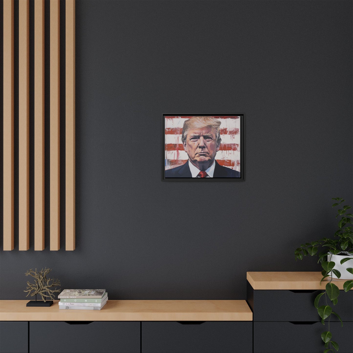 Patriotic Framed Canvas Art - Donald Trump Portrait
