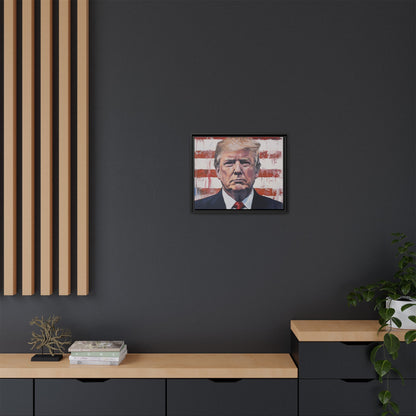 Patriotic Framed Canvas Art - Donald Trump Portrait