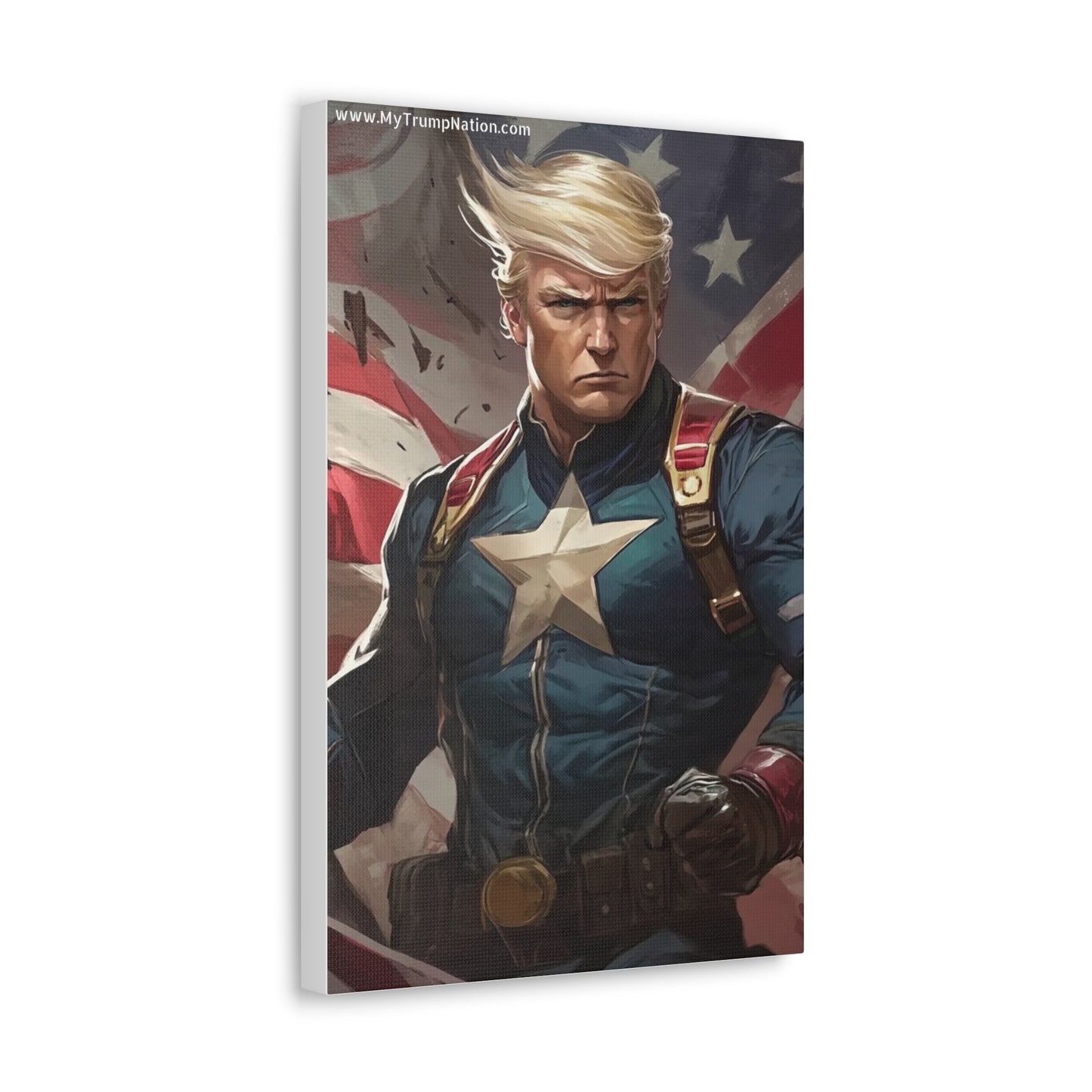 Donald Trump Patriotic Superhero Canvas Art