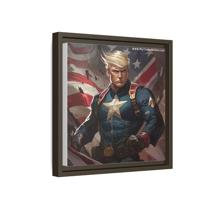 Donald Trump Patriotic Superhero Framed Canvas