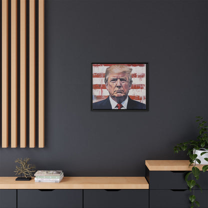 Patriotic Framed Canvas Art - Donald Trump Portrait