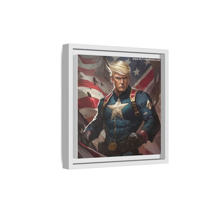 Donald Trump Patriotic Superhero Framed Canvas