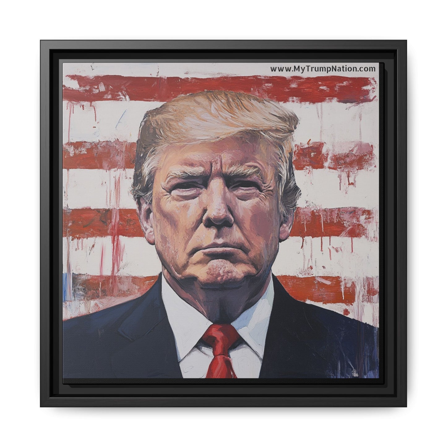 Patriotic Framed Canvas Art - Donald Trump Portrait