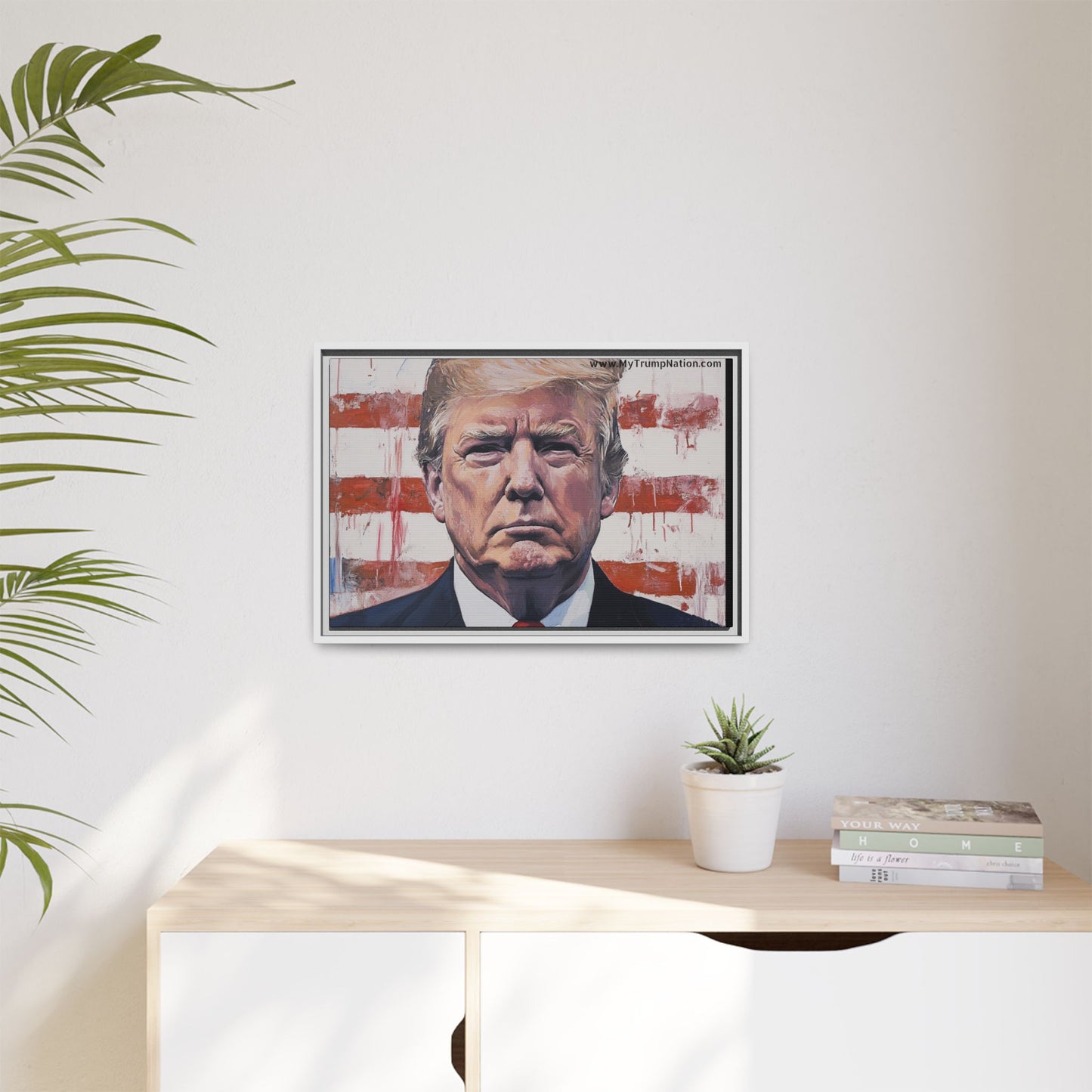 Patriotic Framed Canvas Art - Donald Trump Portrait