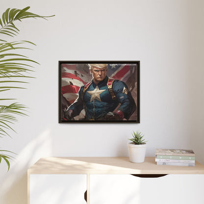 Donald Trump Patriotic Superhero Framed Canvas
