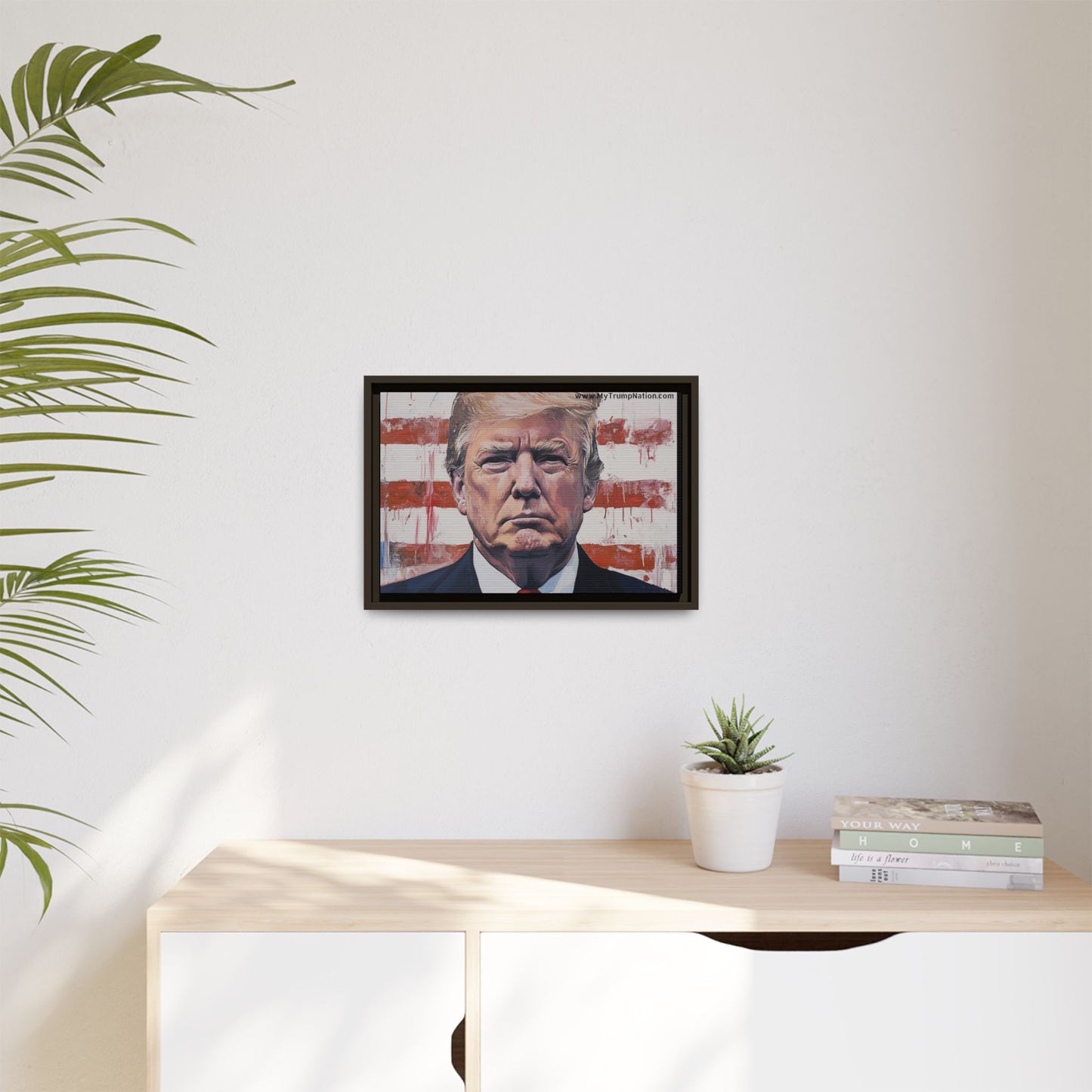 Patriotic Framed Canvas Art - Donald Trump Portrait