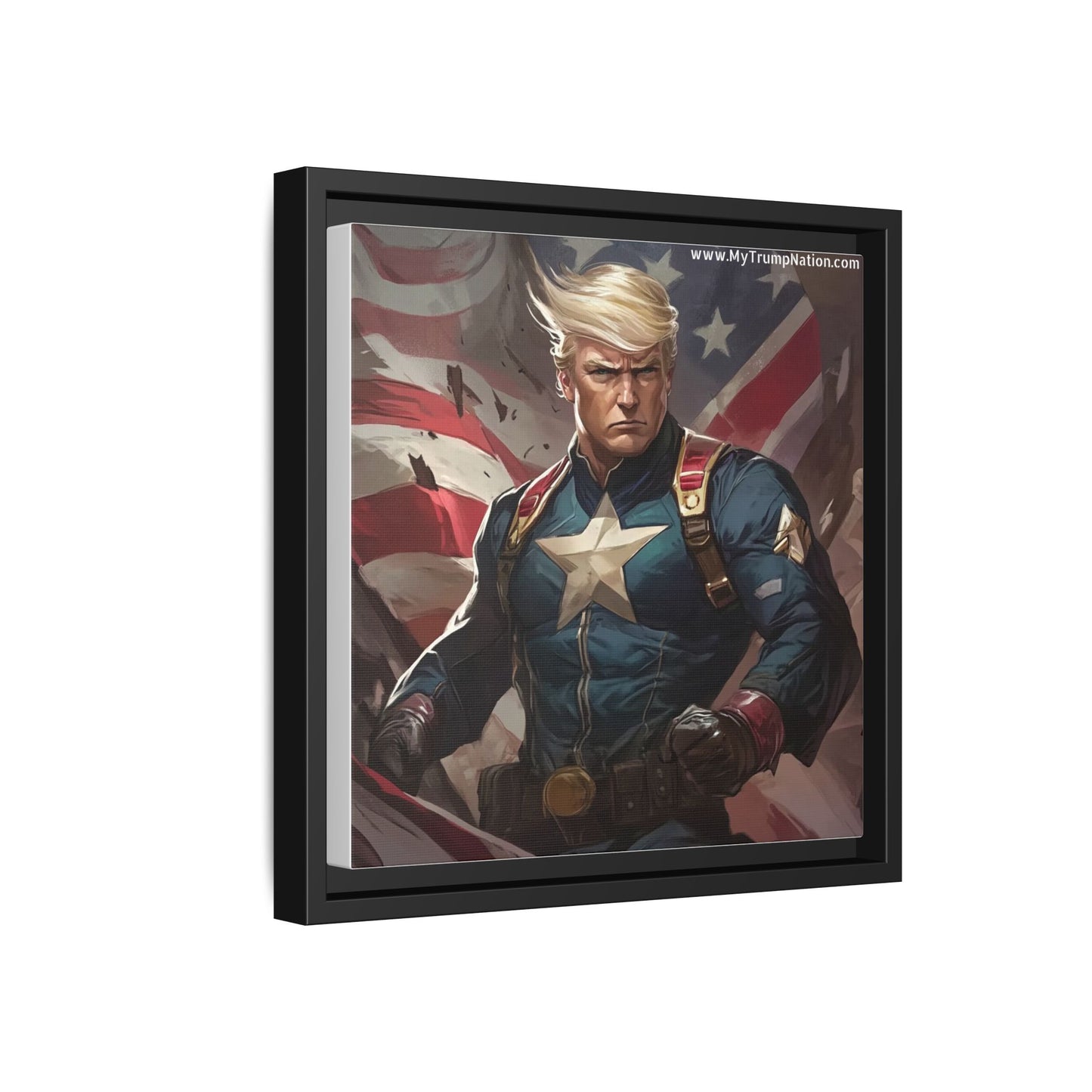 Donald Trump Patriotic Superhero Framed Canvas