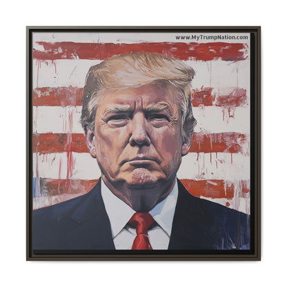 Patriotic Framed Canvas Art - Donald Trump Portrait