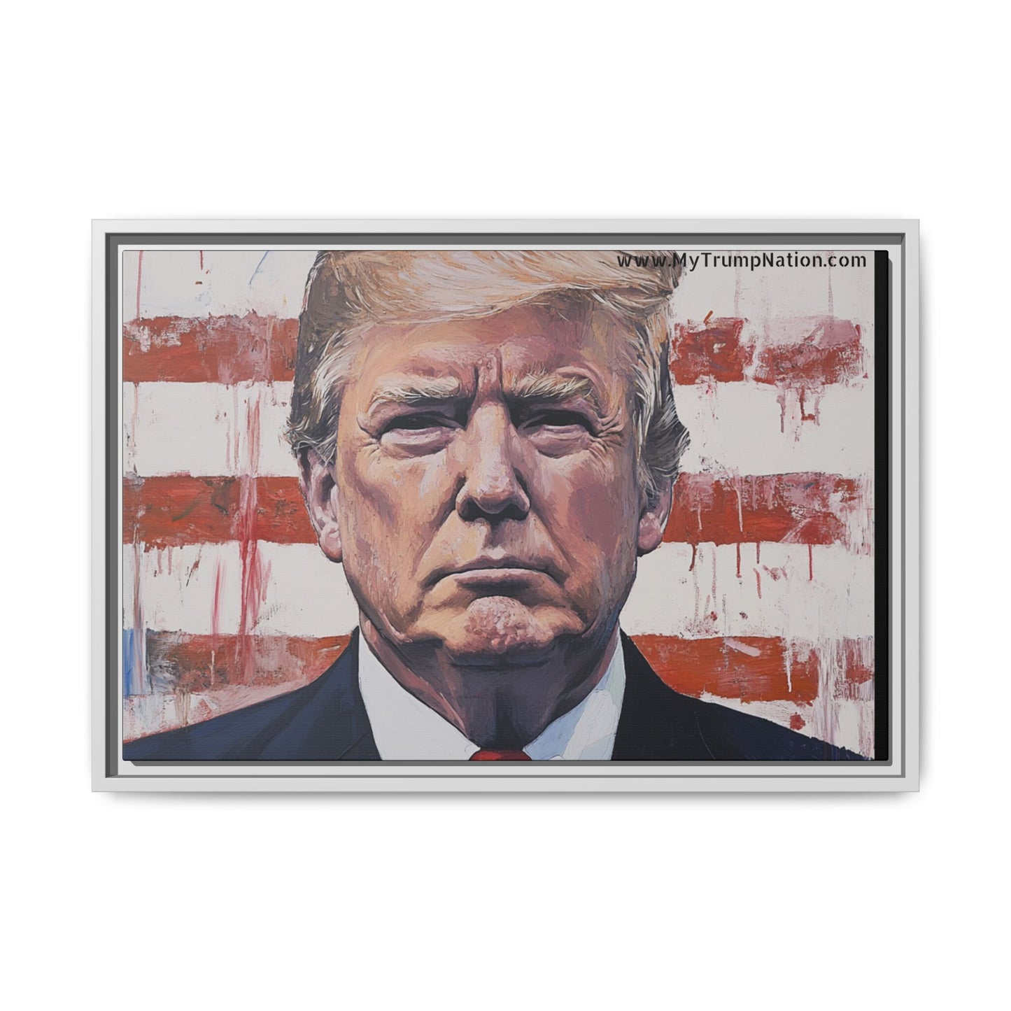 Patriotic Framed Canvas Art - Donald Trump Portrait