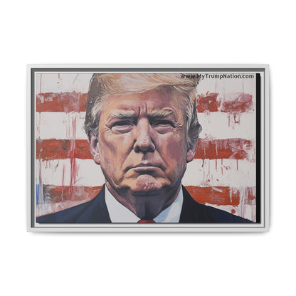 Patriotic Framed Canvas Art - Donald Trump Portrait