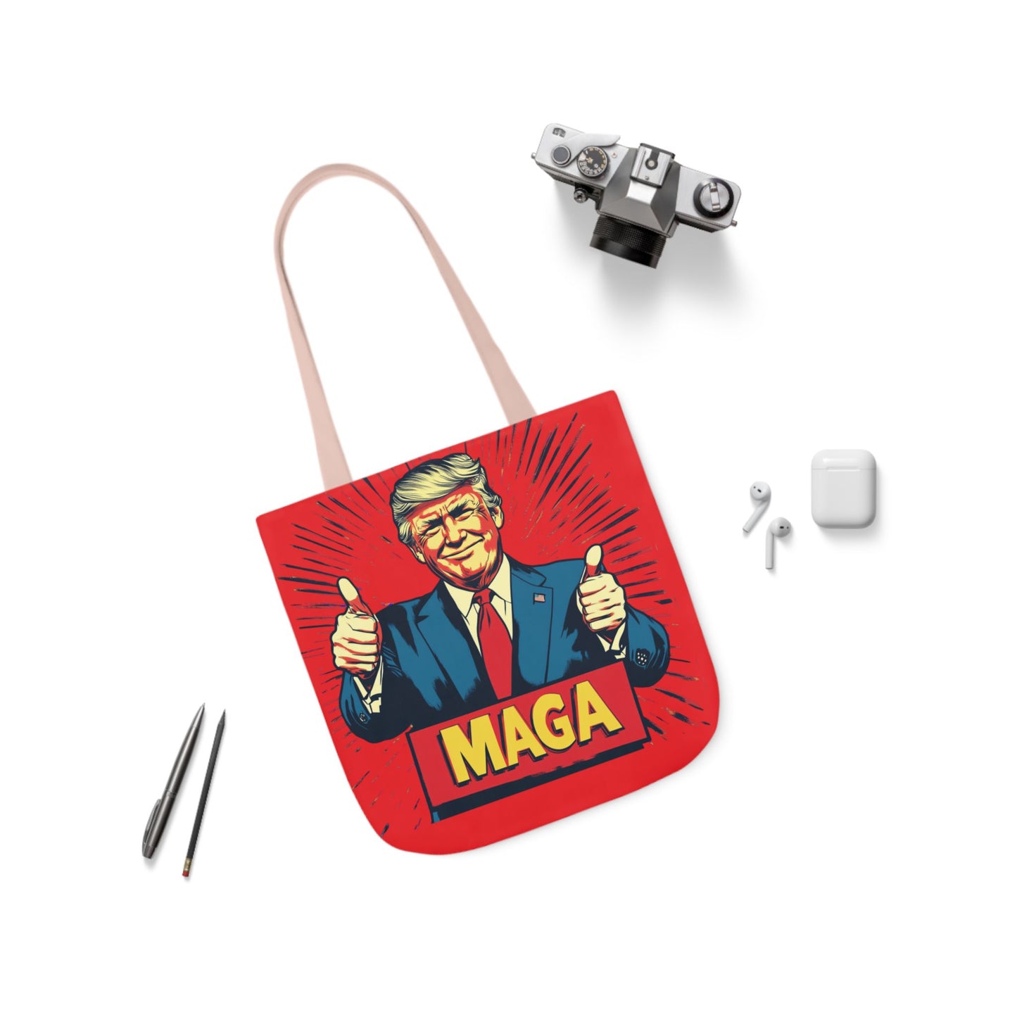 MAGA Canvas Tote Bag with Colorful Straps