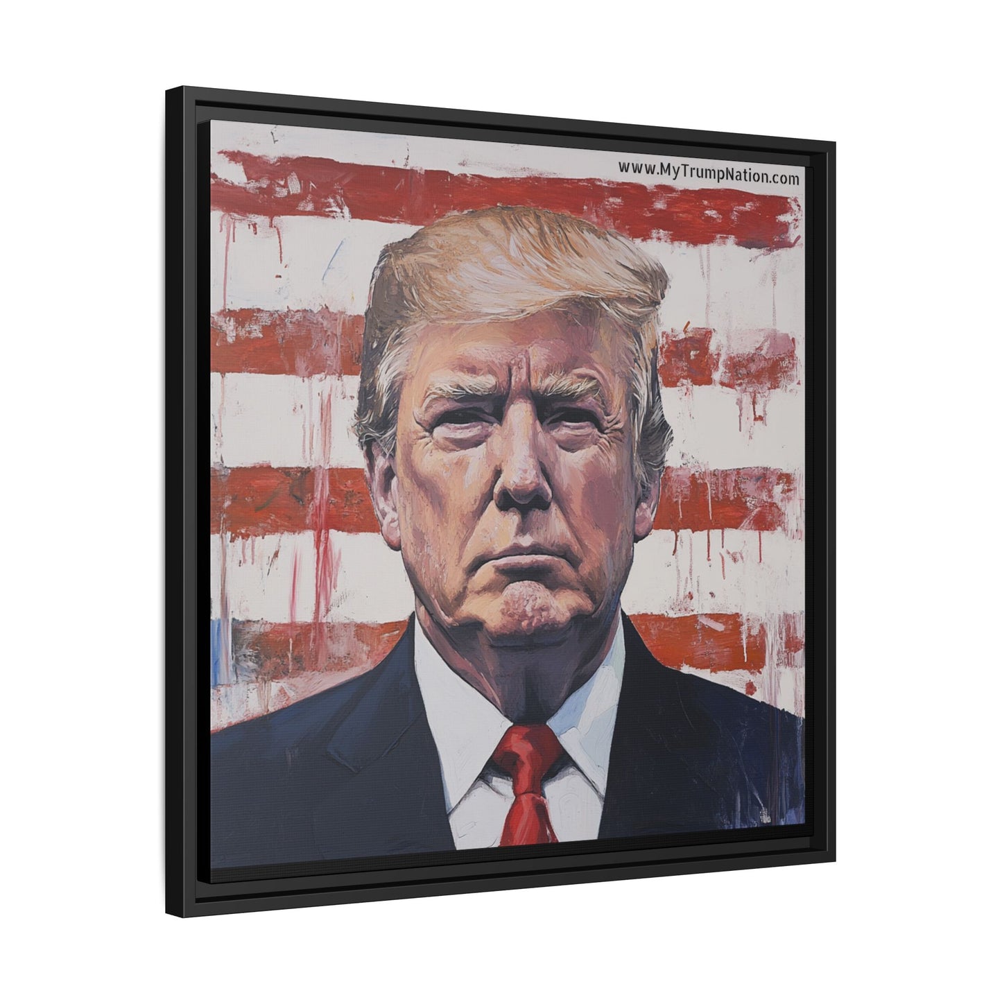Patriotic Framed Canvas Art - Donald Trump Portrait