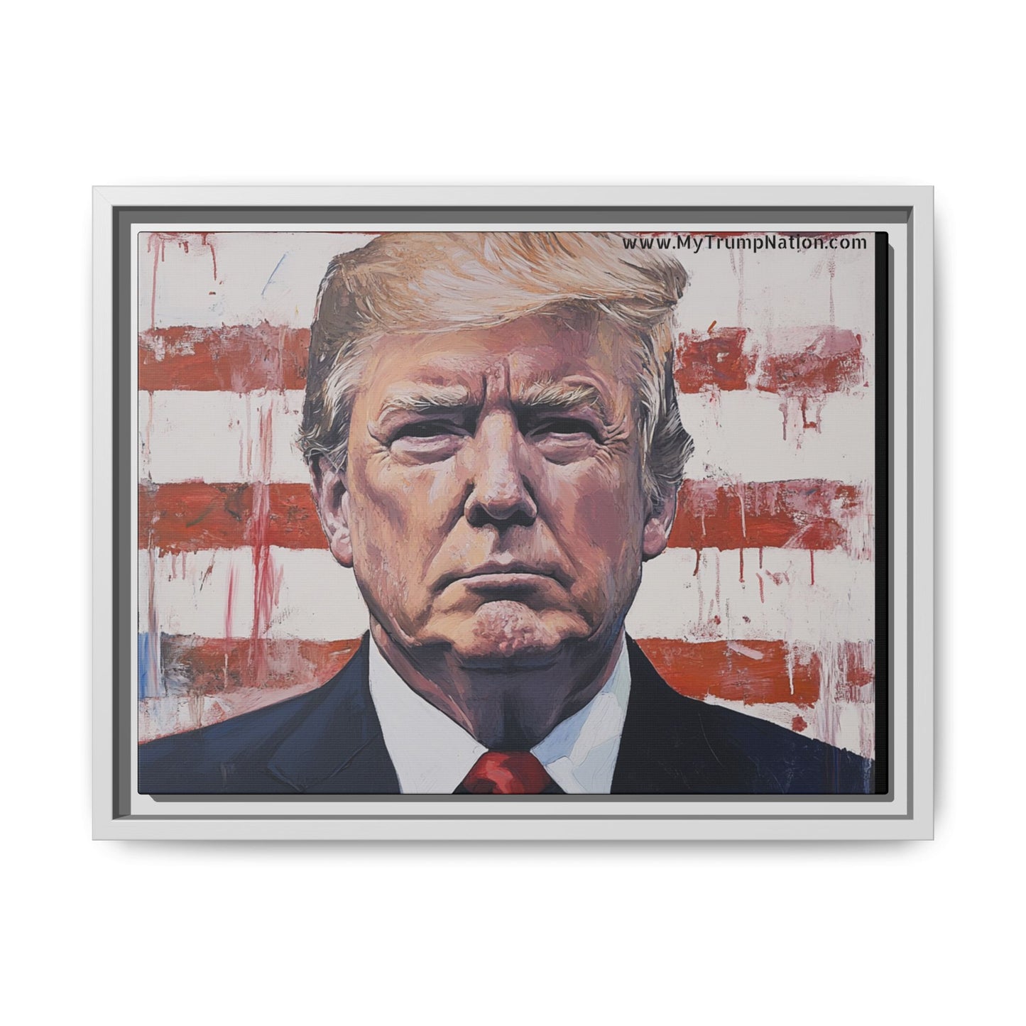 Patriotic Framed Canvas Art - Donald Trump Portrait