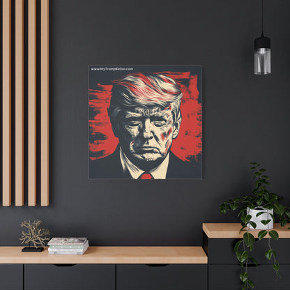 Political Wall Art: Stretched Matte Canvas Featuring Bold Trump Portrait