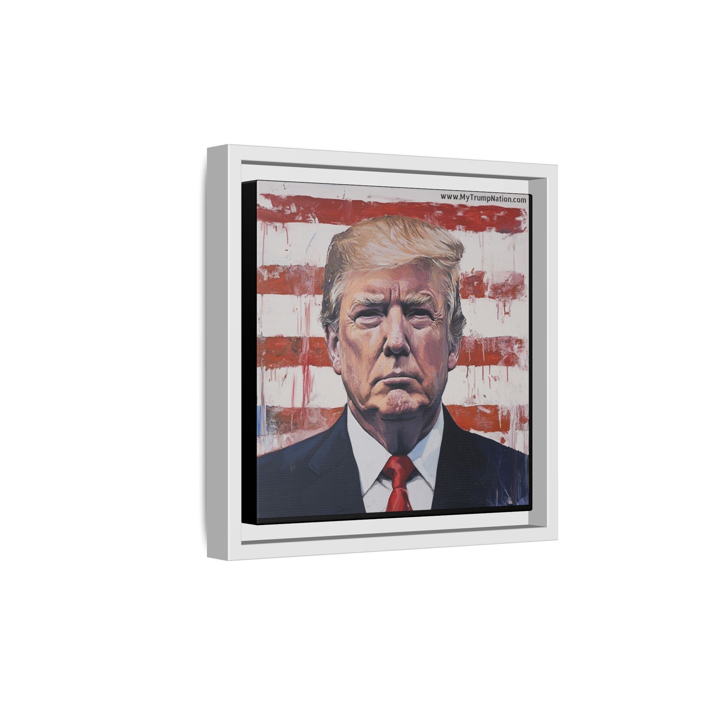 Patriotic Framed Canvas Art - Donald Trump Portrait