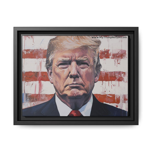 Patriotic Framed Canvas Art - Donald Trump Portrait