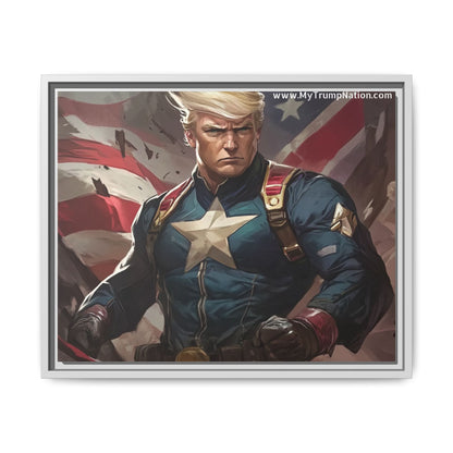 Donald Trump Patriotic Superhero Framed Canvas