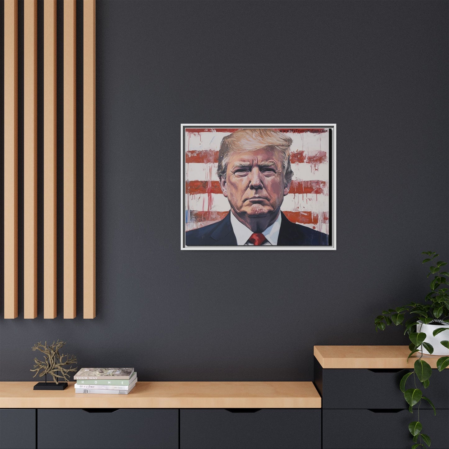 Patriotic Framed Canvas Art - Donald Trump Portrait