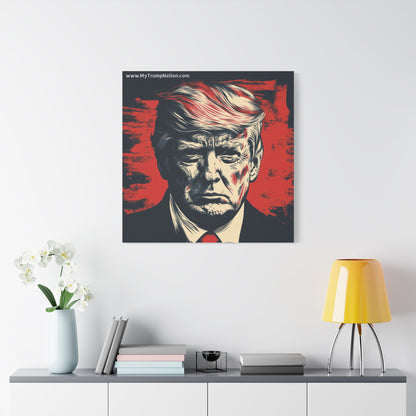Political Wall Art: Stretched Matte Canvas Featuring Bold Trump Portrait