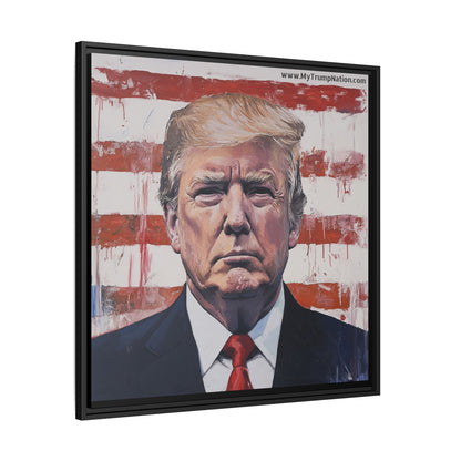 Patriotic Framed Canvas Art - Donald Trump Portrait